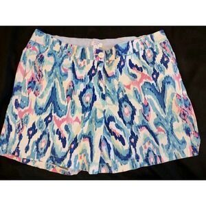 Crown & Ivy Womens Caroline Shorts Stretch Chino Boho Print Flat Front Sz 16